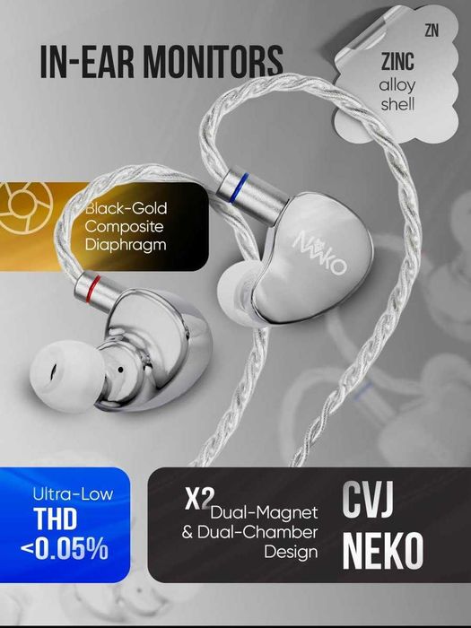 Нови- неотваряни CVJ NEKO Слушалки тип iem