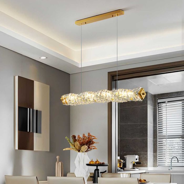 Модерна златна таванна лампа с кристално LED ЛЕД осветление за кухня