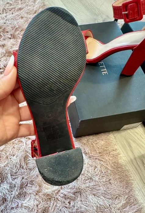 Sandale roșii elegante cu toc gros mărimea 36