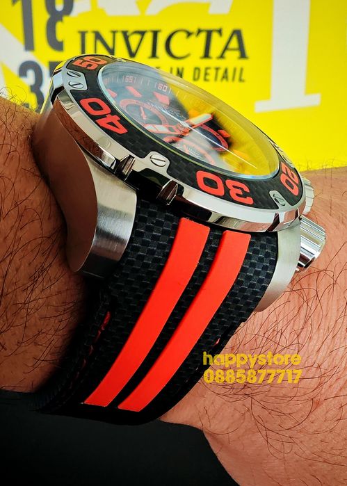 INVICTA Carbon Silver/Orange 52 mm, Инвикта нов ръчен часовник