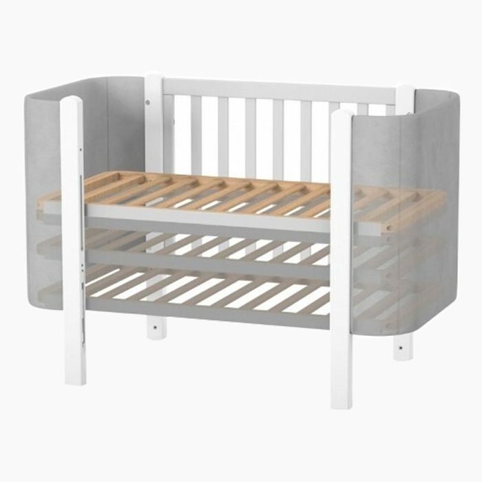 Patut bebelusi lemn masiv Nancy gri 0-6 ani + saltea cocos