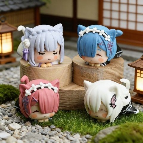 Rezero аниме фигурки спящие кошки резеро чиби