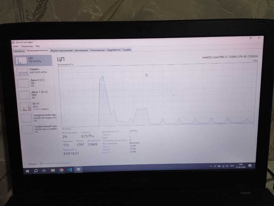 Игровой ноутбук Acer E5 / i5 / 16GB RAM / SSD 512GB / GTA 5