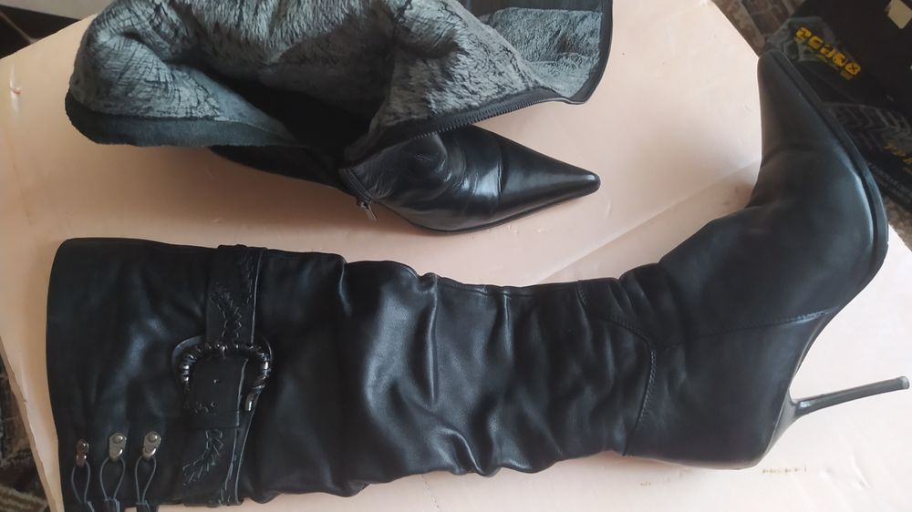 Кожаные ботфорты