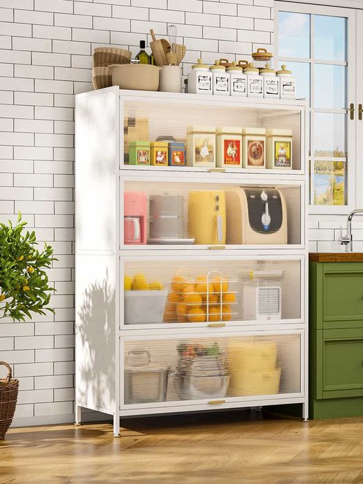 Metall oshxona shkafi eshiklari tepaga ochiladi, 35 kg polka