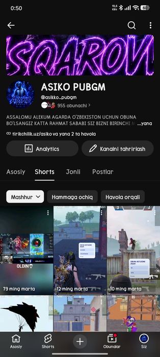 YouTube kanal 0dan tez obunachi yig'ishni o'rgataman 50mingga