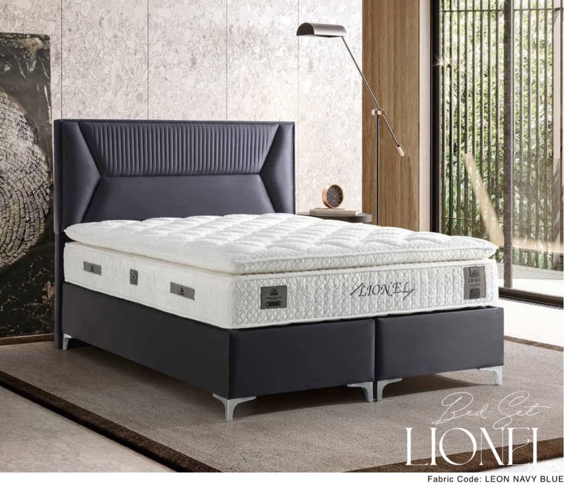 Тапицирана спалня Lionel Bed - Leon Navy Blue