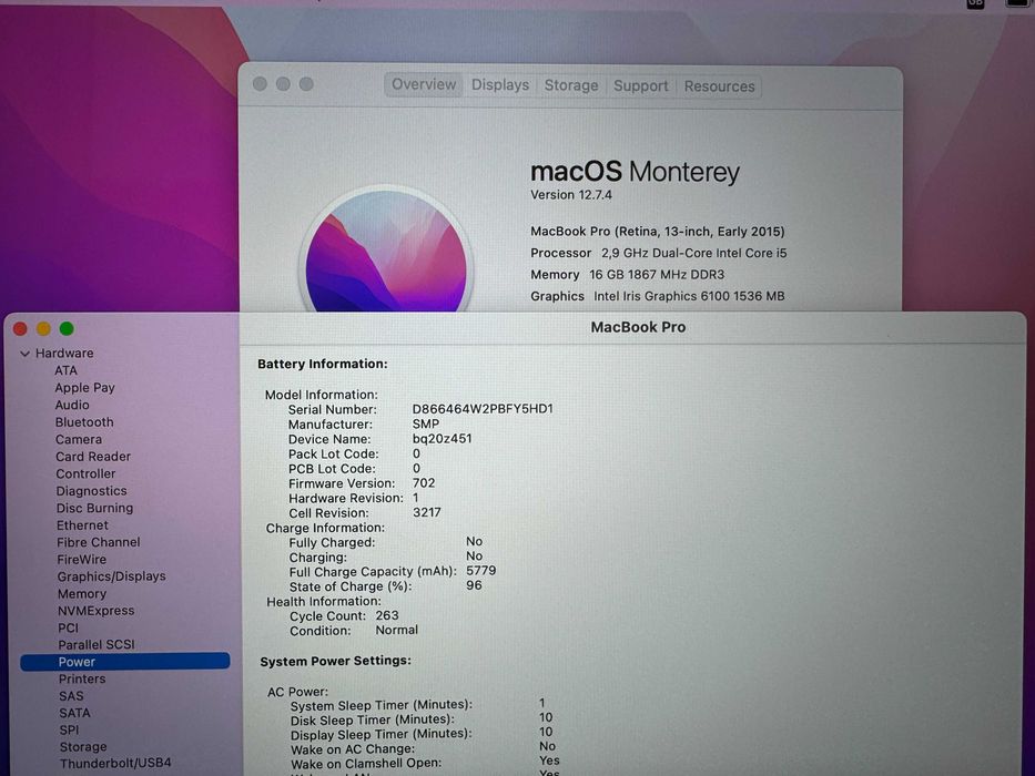 13.3' Retina Apple MacBook Pro 2015 Core i5 16GB RAM/1000GB SSD