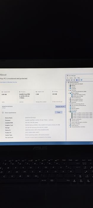 Vând laptop i5 2.400 Ghz 8 GB ram SSD 250 GB  placă video dedicată 2 GB Nvidia