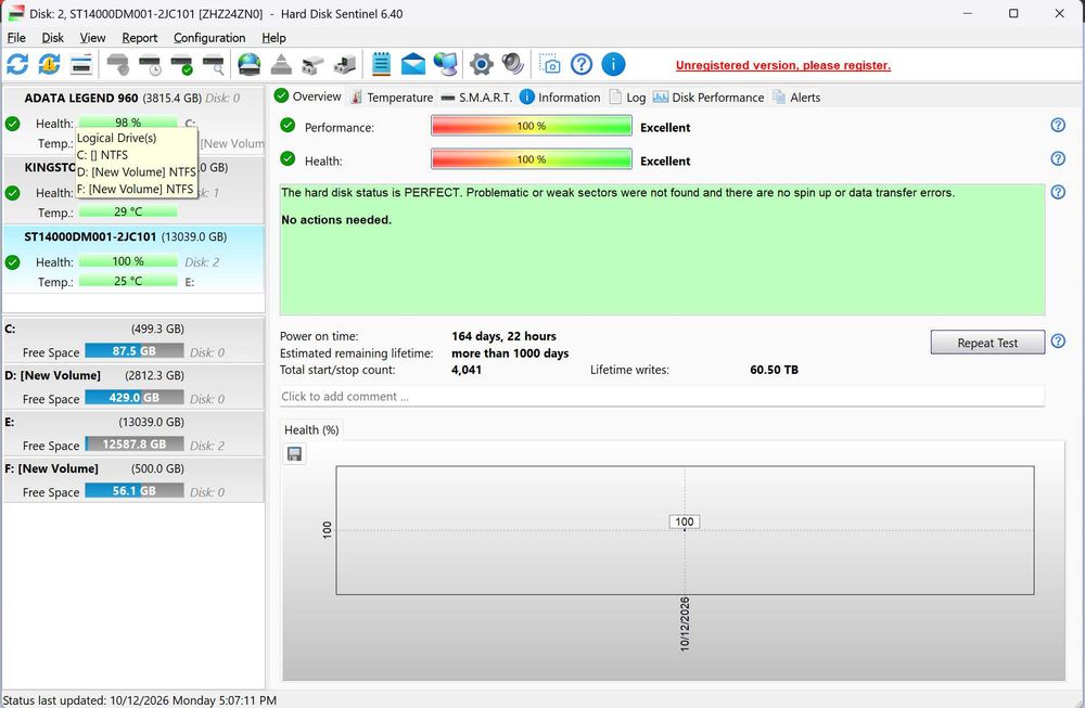 HDD 14 TB 100% health