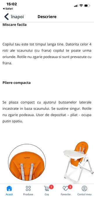 Scaun de masa Peg Perego Prima Pappa