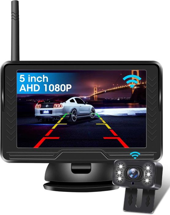 Jansite P067 Безжична камера за заден ход AHD 1080P с 5-инчов монитор