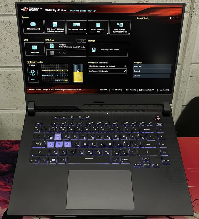 Игровой ноутбук ASUS Rog Strix (R7 4800H/ 16GB D4/ GTX1650/ 1TB M.2)