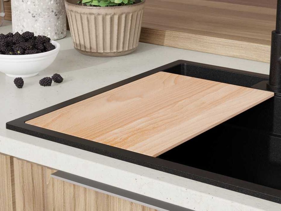 Черна кухненска мивка за вграждане Берген 60 Double Pocket 560x540 мм