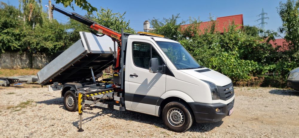 Volkswagen VW Crafter 2.0tdi 3 locuri și ladă basculabila + macara rotativă 2016 AC Posibilitate finanțare prin TBI Bank