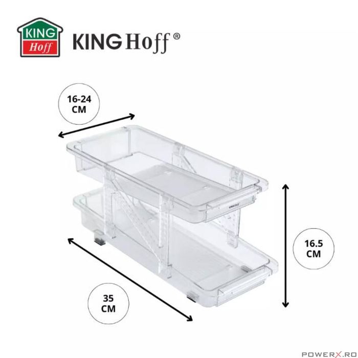 Organizator doze, reglabil, cu 2 niveluri, transparent, Kinghoff