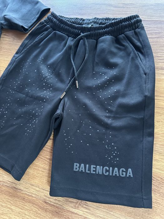 Мъжки,памучен,черен къс комплект Balenciaga със сиво