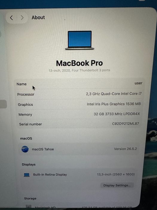 MacBook Pro A2251 I7 32GB 512GB