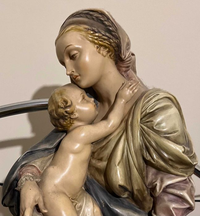 Superba aplica portelan-Madona cu pruncul-A.Borsato-Milano