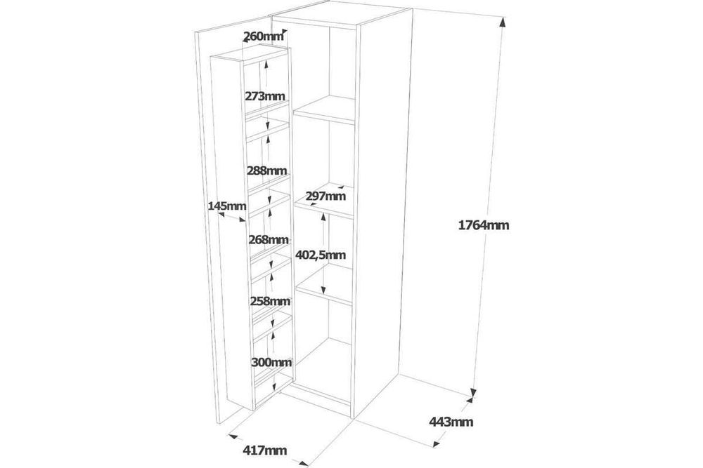 Уникален Кухненски шкаф Classer, бял 42x44x176см
