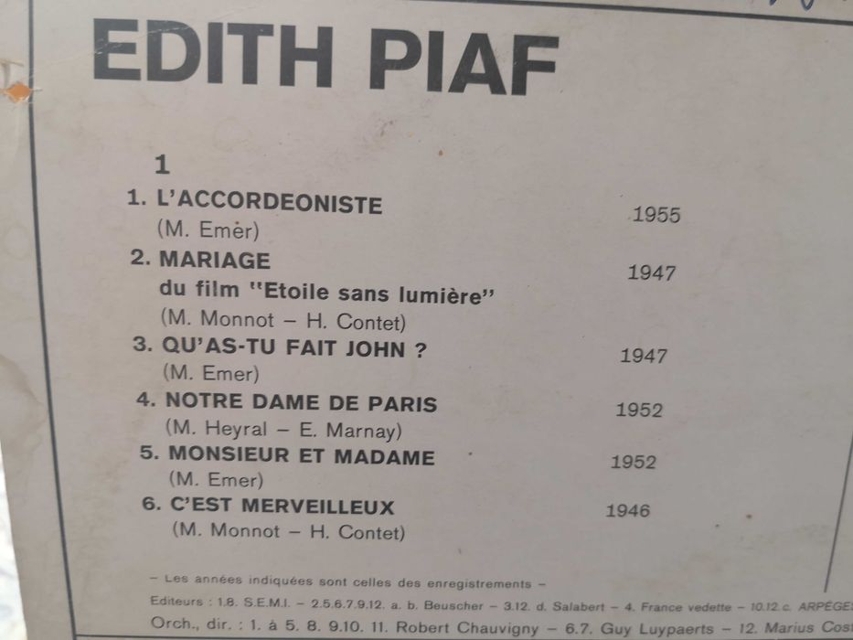 Edith Piaf грамофонна плоча