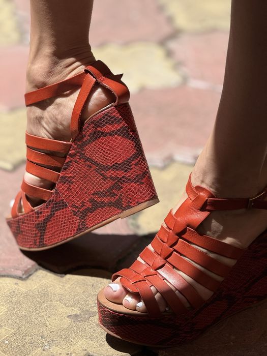 Sandale platforma piele