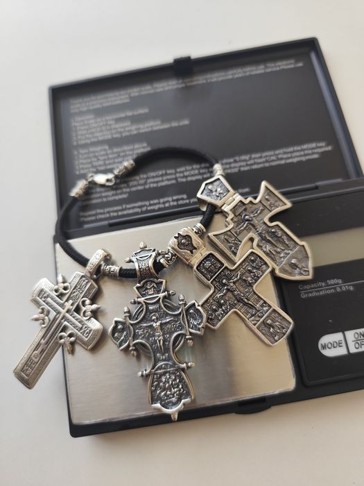 Промо! Сребърен Кръст с Две Лица