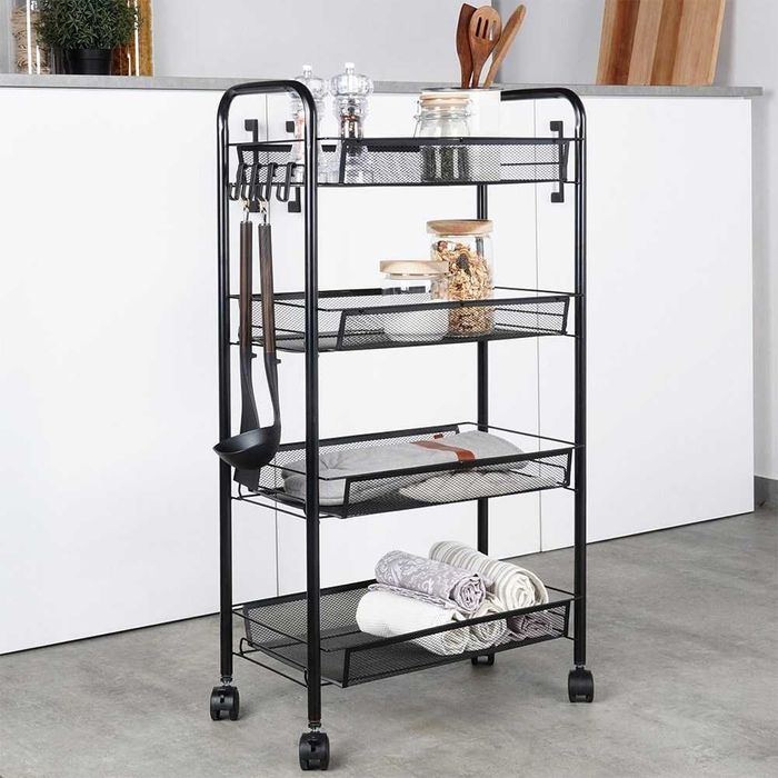 Метална етажерка с колелца на 4 нива