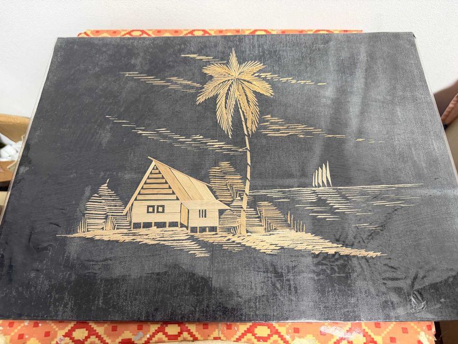 tablouri vechi din lemn de bambus tablou lemn bambus patru buc