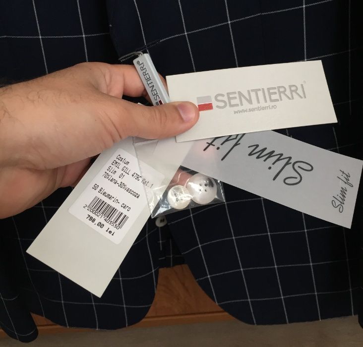 Costum barbati nou (cu eticheta), Slim-Fit, 3 piese - Sientierri