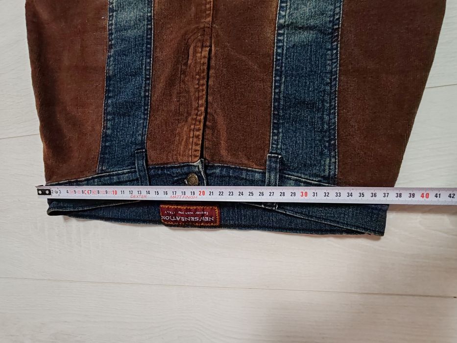Fustă denim și catifea reiată