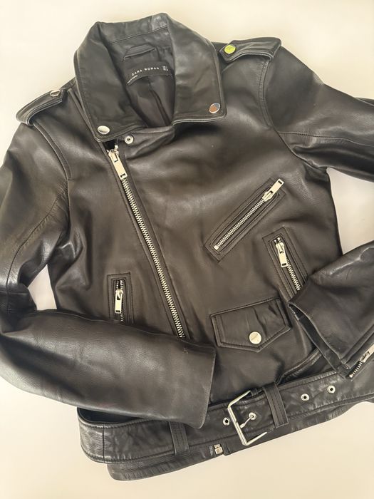 Яке от естествена кожа на Zara