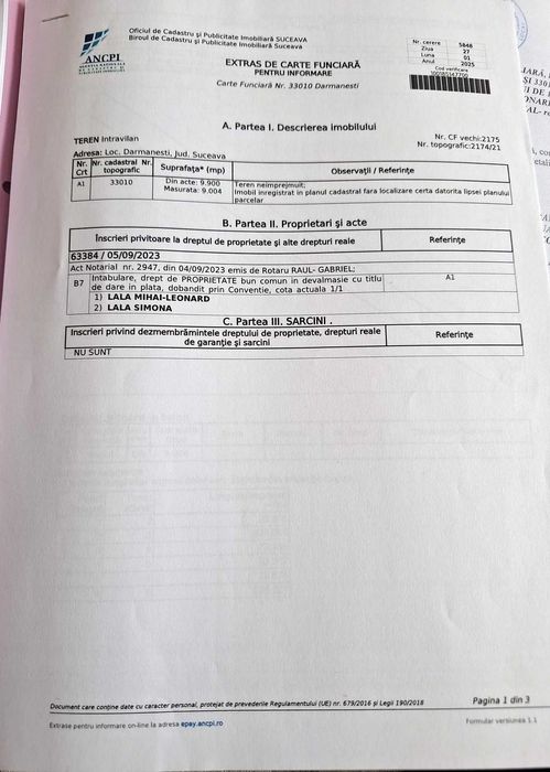 Teren intravilan Darmanesti 144 ari