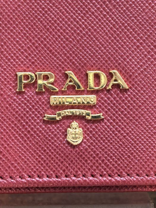 Prada Small Card Case Wallet Red Saffiano