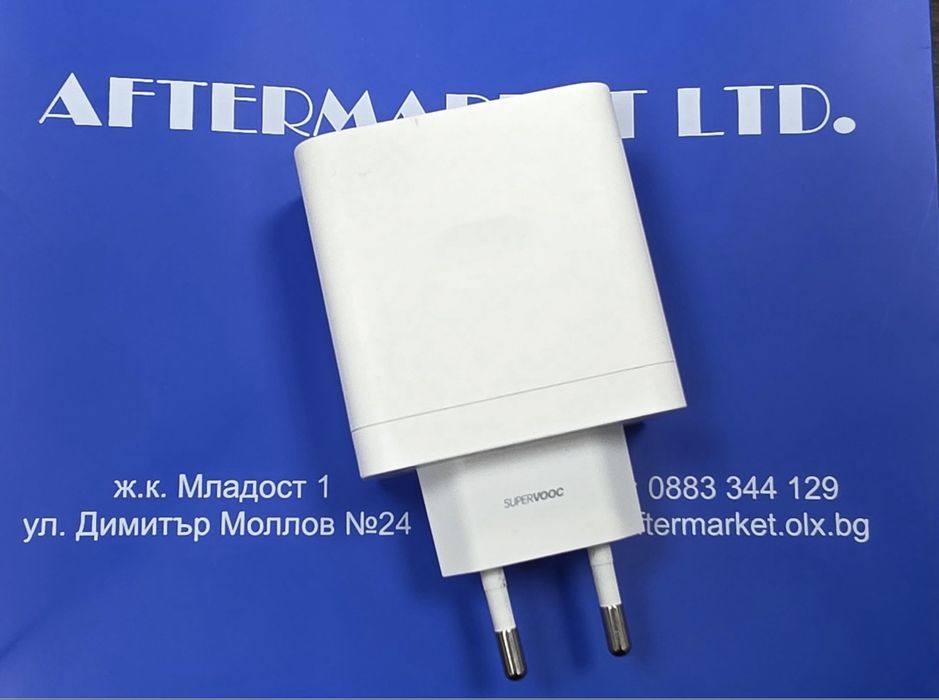67W Oppo Зарядно / Адаптер White / Бял