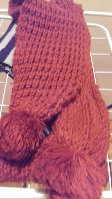 Плетен зимен шал кафяв