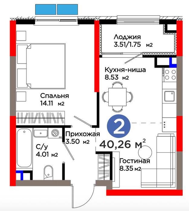 2 комнатная квартира 40 м² у метро Яшнабад | Рассрочка | Ипотека 8112