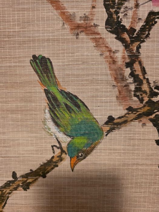 SET 2 PICTURI JAPONEZE PE MĂTASE – Suluri Decorative (Kakejiku) din Bambus
