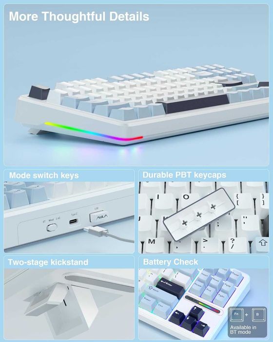 Механична клавиатура AULA F87 Wireless 75% TKL