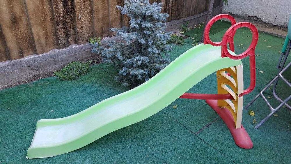 Tobogan mare pentru copii 2 metri, duza furtun apa, manere de prindere