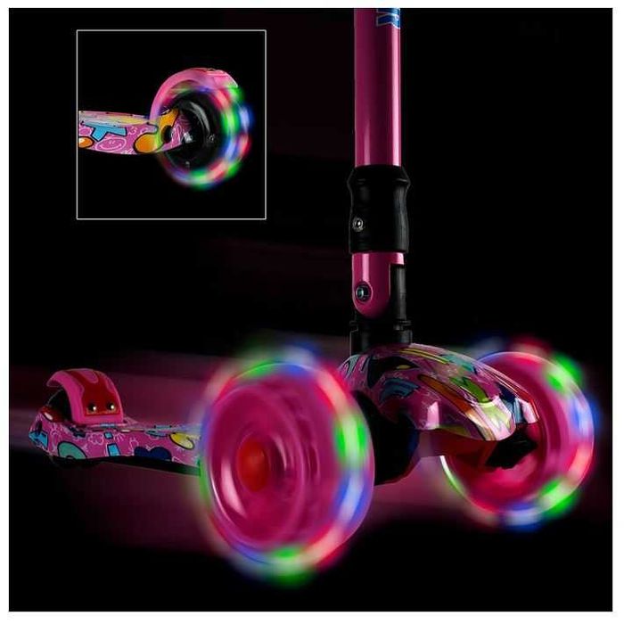 Vand trotineta copii, Action One® Rider, cu roti luminoase late, Pink