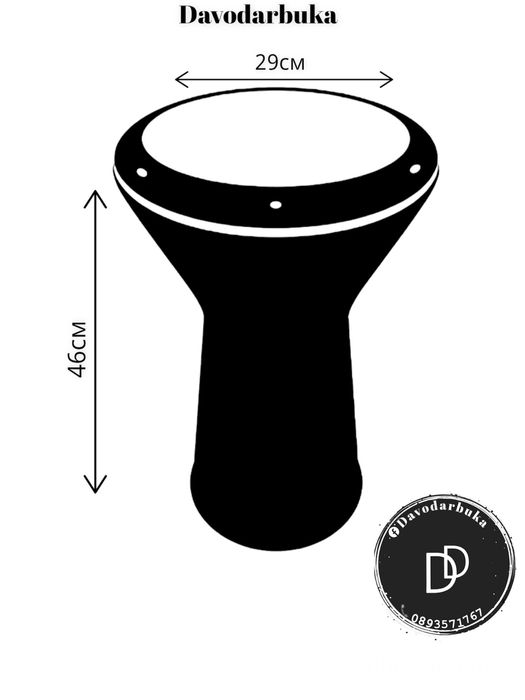 Разпродажба професионална рисувана тарамбука Vatan 46x29см черно-синя