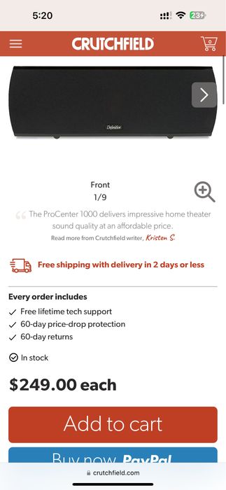 Definitive technology Procenter 1000 колонка для домашнего  кинотеатра