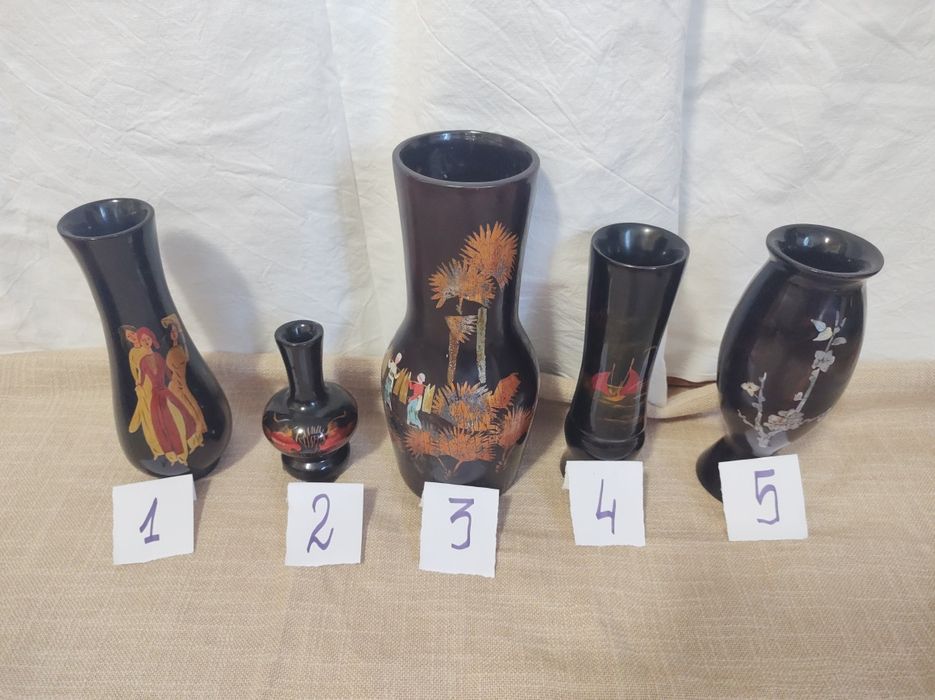 Coletie lemn de piper lacuit vopsit manual vaza si casete VIETNAM