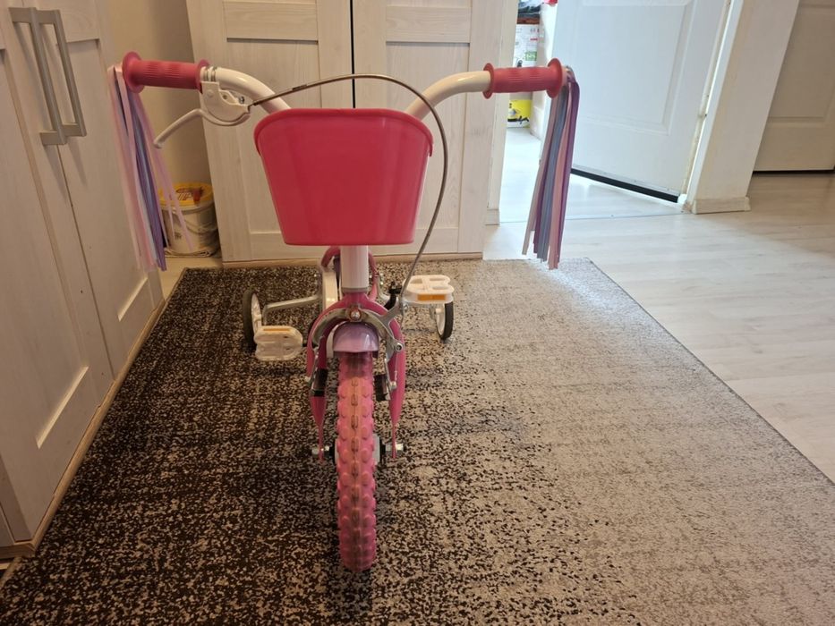 Bicicleta pentru copii Bimbo Bike Butterfly 12 inch, 1 viteza, roz/alb