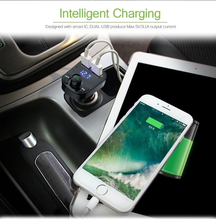 X8 Фм радио трансмитер и usb зарядно за кола handsfree bluetooth авто