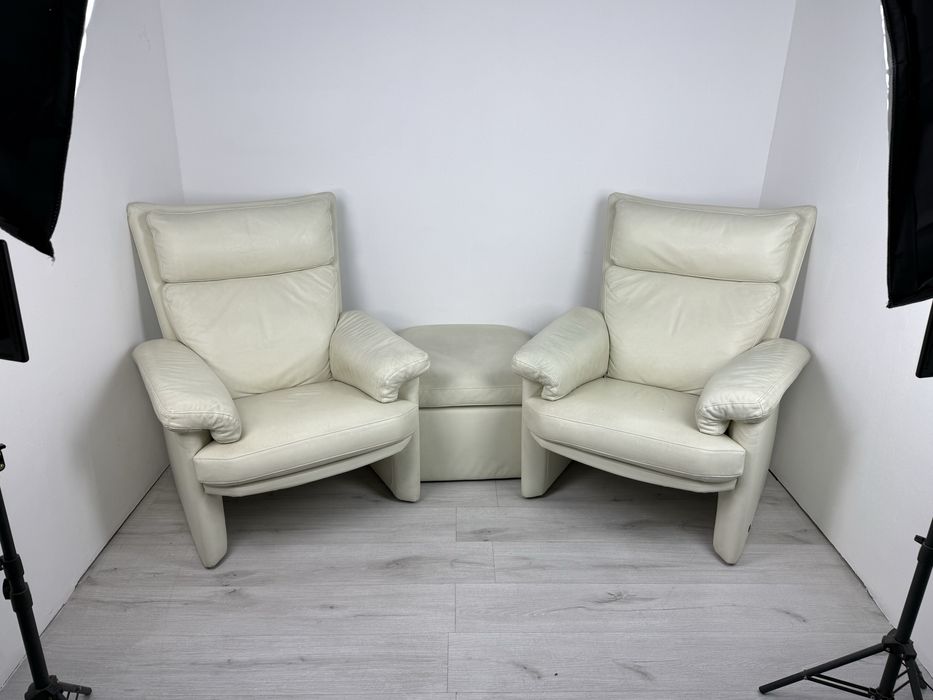 Комплект кожени фотьойли с табуретка – внос от Германия