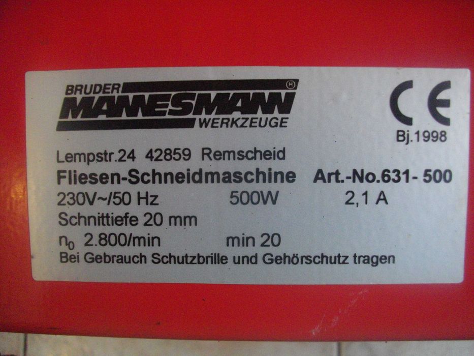 500W Немска Ел. Машина Мокро Сухо Рязане Плочки Плочи  Mannesmann