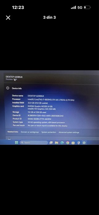 Laptop Dell precision i7