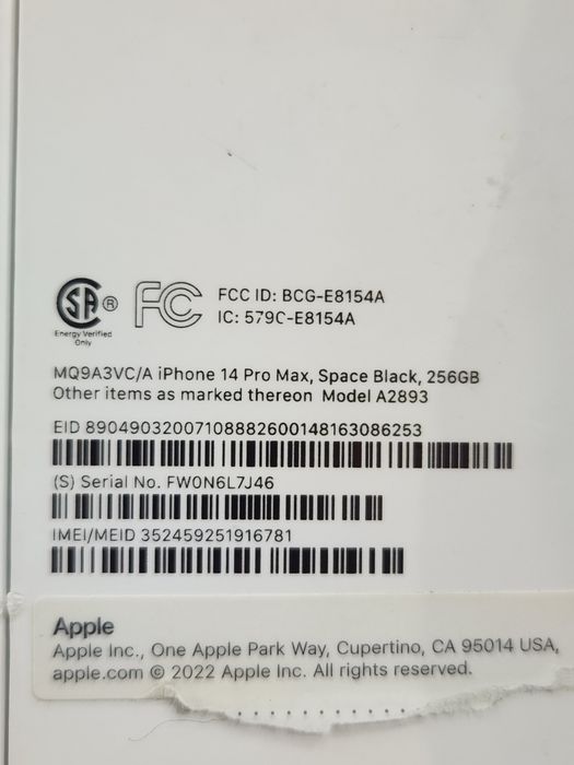 Apple 14pro max 256gb